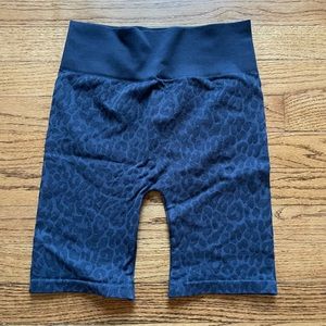 Blue cheetah athletic biker shorts